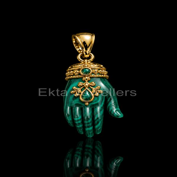 925 sterling silver Malachite Hand Pendant