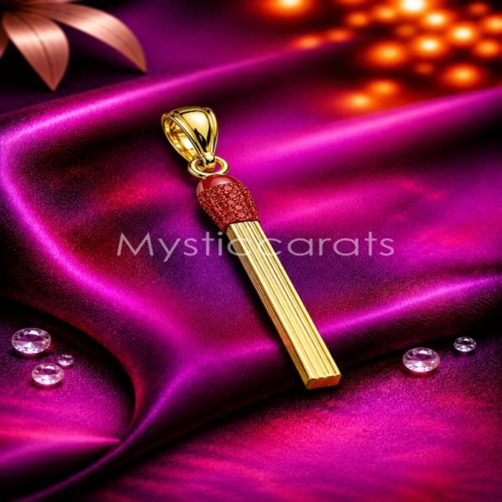 925 Sterling Silver Gold Plated Matchstick Pendant