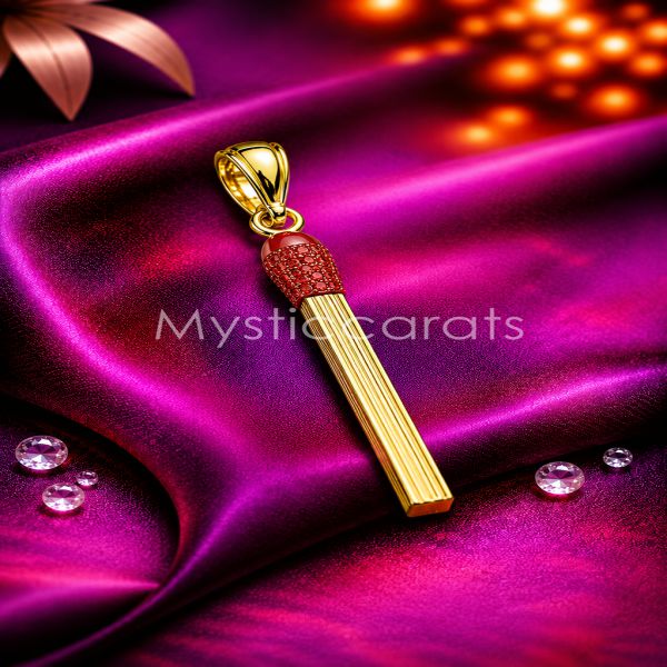 925 Sterling Silver Gold Plated Matchstick Pendant
