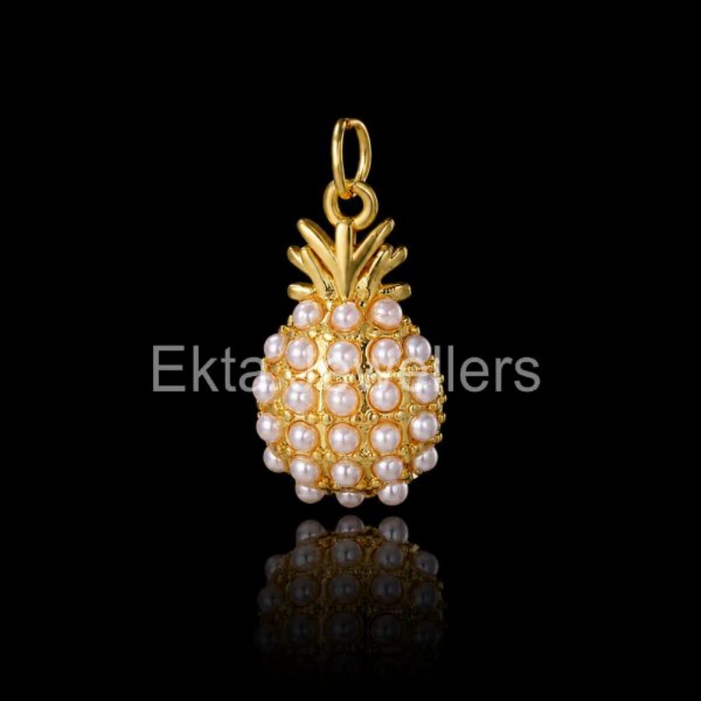 925 Sterling Silver Gold Pineapple Pendant