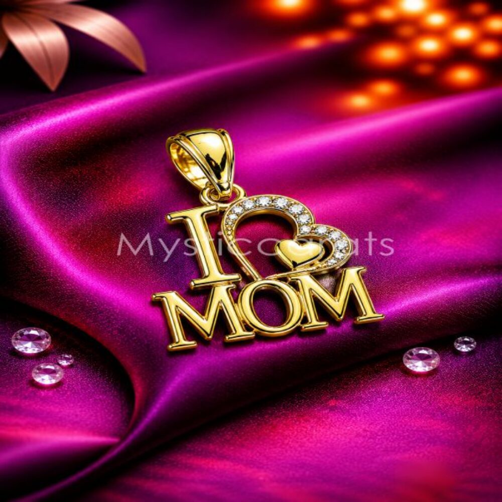 925 Sterling Silver "I Love MOM" Heart Pendant