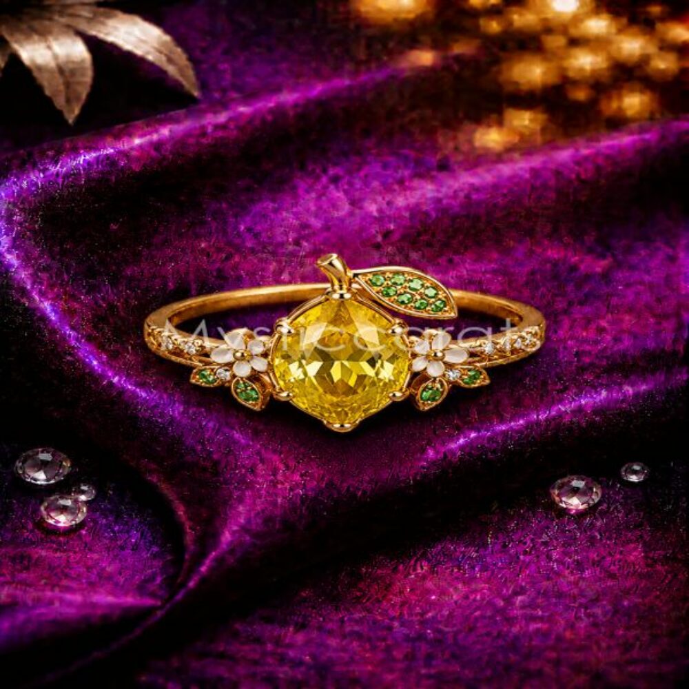 925 Sterling Silver Gold Plated Lemon Bloom Ring