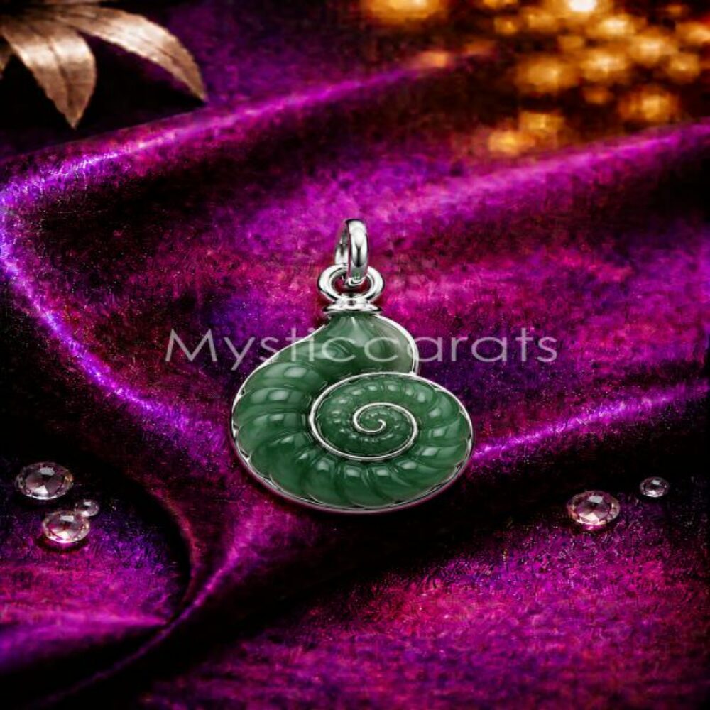 925 Sterling Silver Green Ammonite Shell Pendant