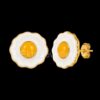 Fried Egg 925 Sterling Silver Enamel Stud Earrings