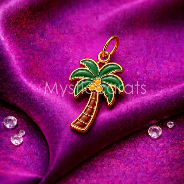 925 Sterling Silver Gold Plated Palm Tree Pendant