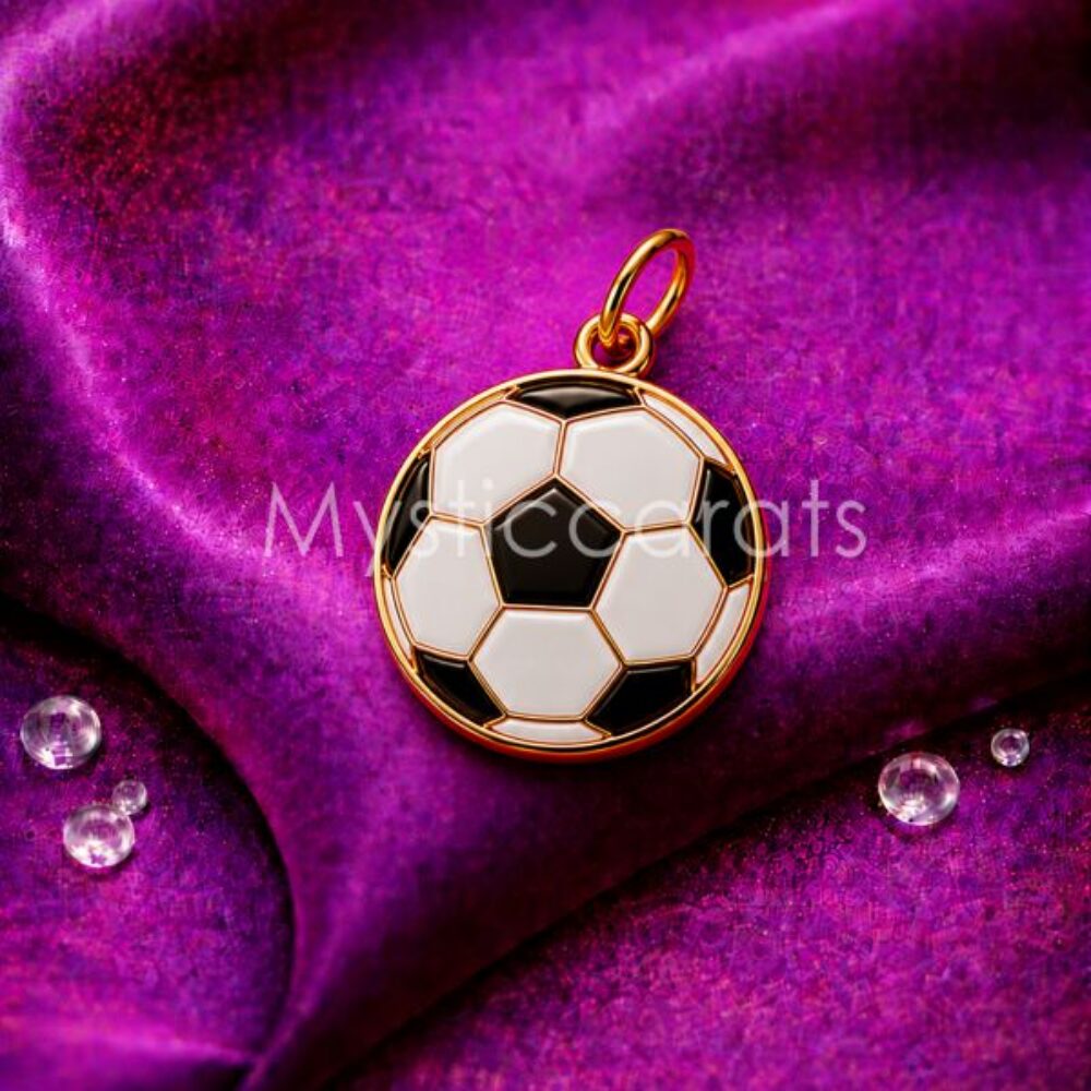 925 Sterling Silver Gold Plated Soccer Ball Pendant,