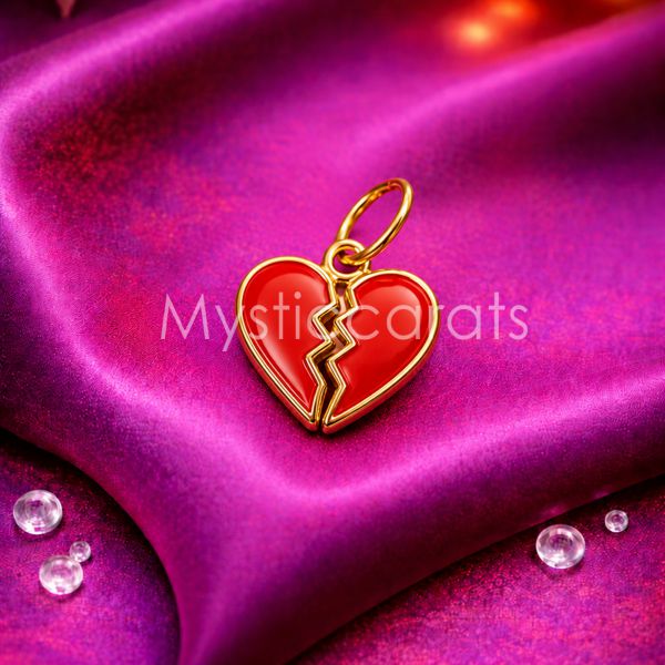 925 Sterling Silver Gold Plated Broken Heart Pendant
