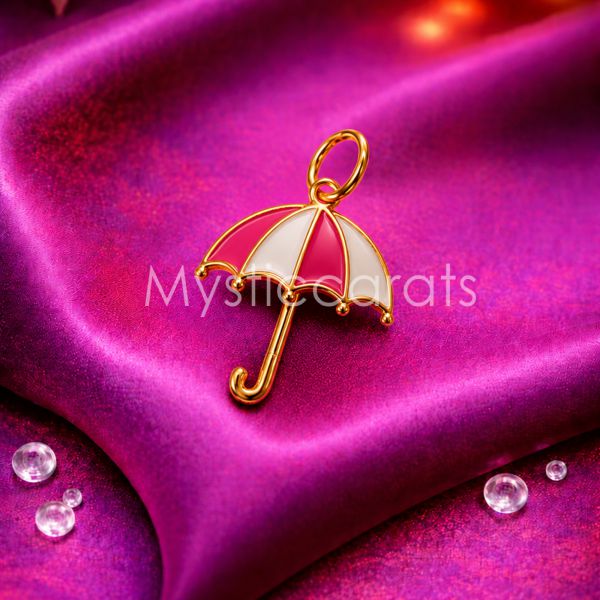 925 Sterling Silver Gold Plated Umbrella Pendant