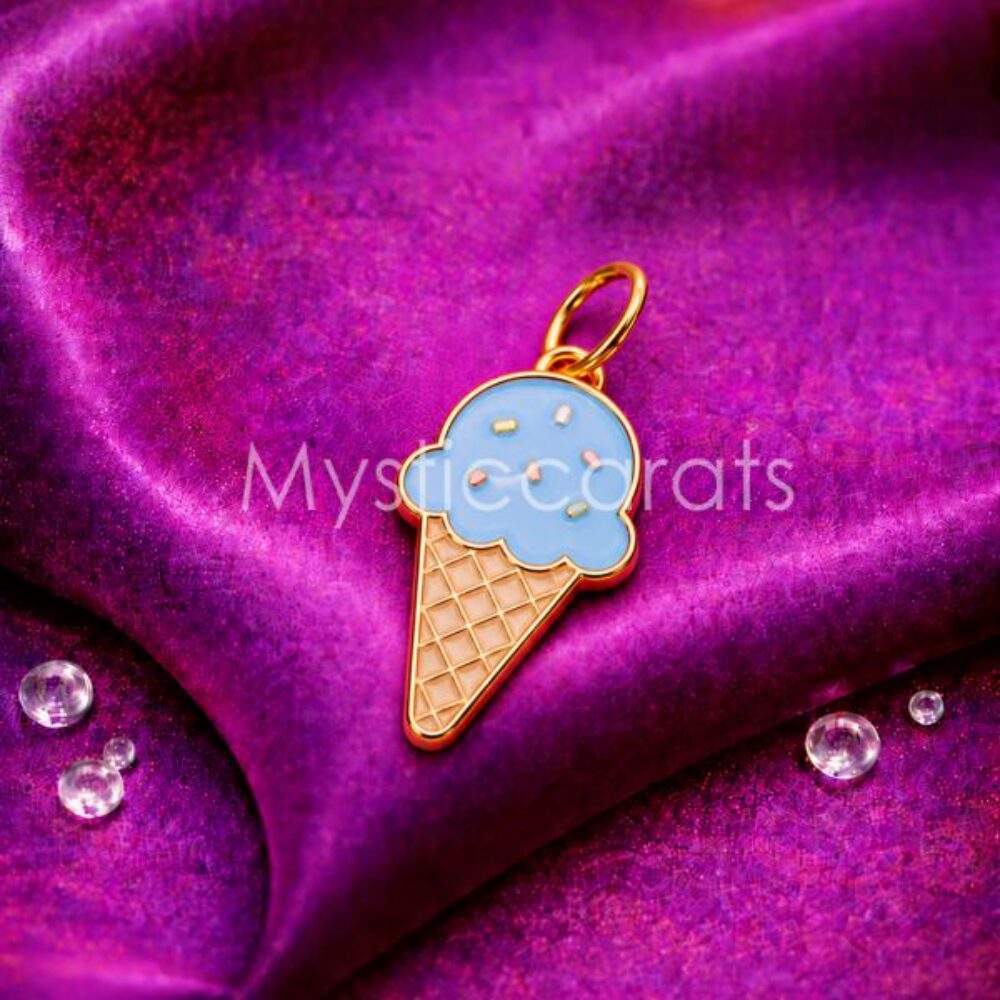 925 Sterling Silver Gold Plated Ice Cream Cone Pendant