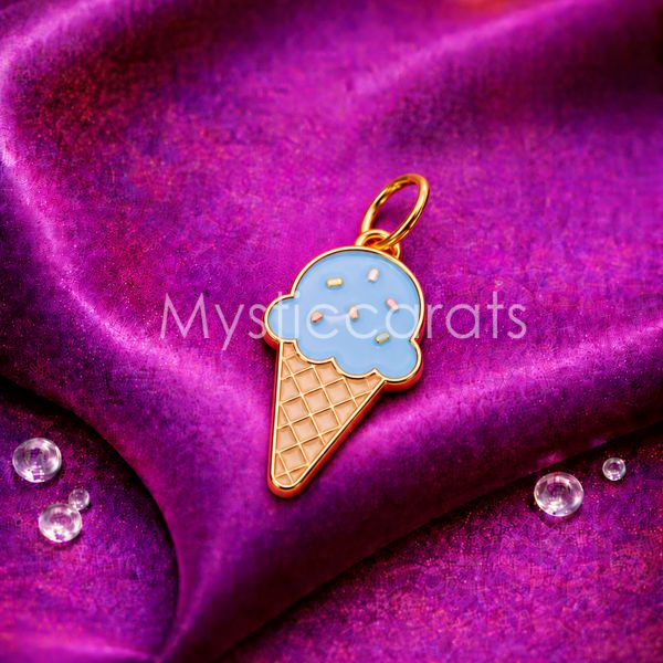 925 Sterling Silver Gold Plated Ice Cream Cone Pendant