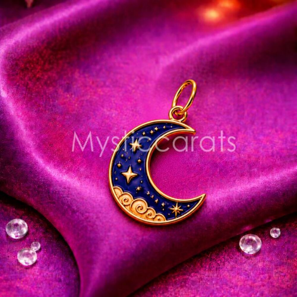 925 Sterling Silver Gold Plated Crescent Moon Pendant