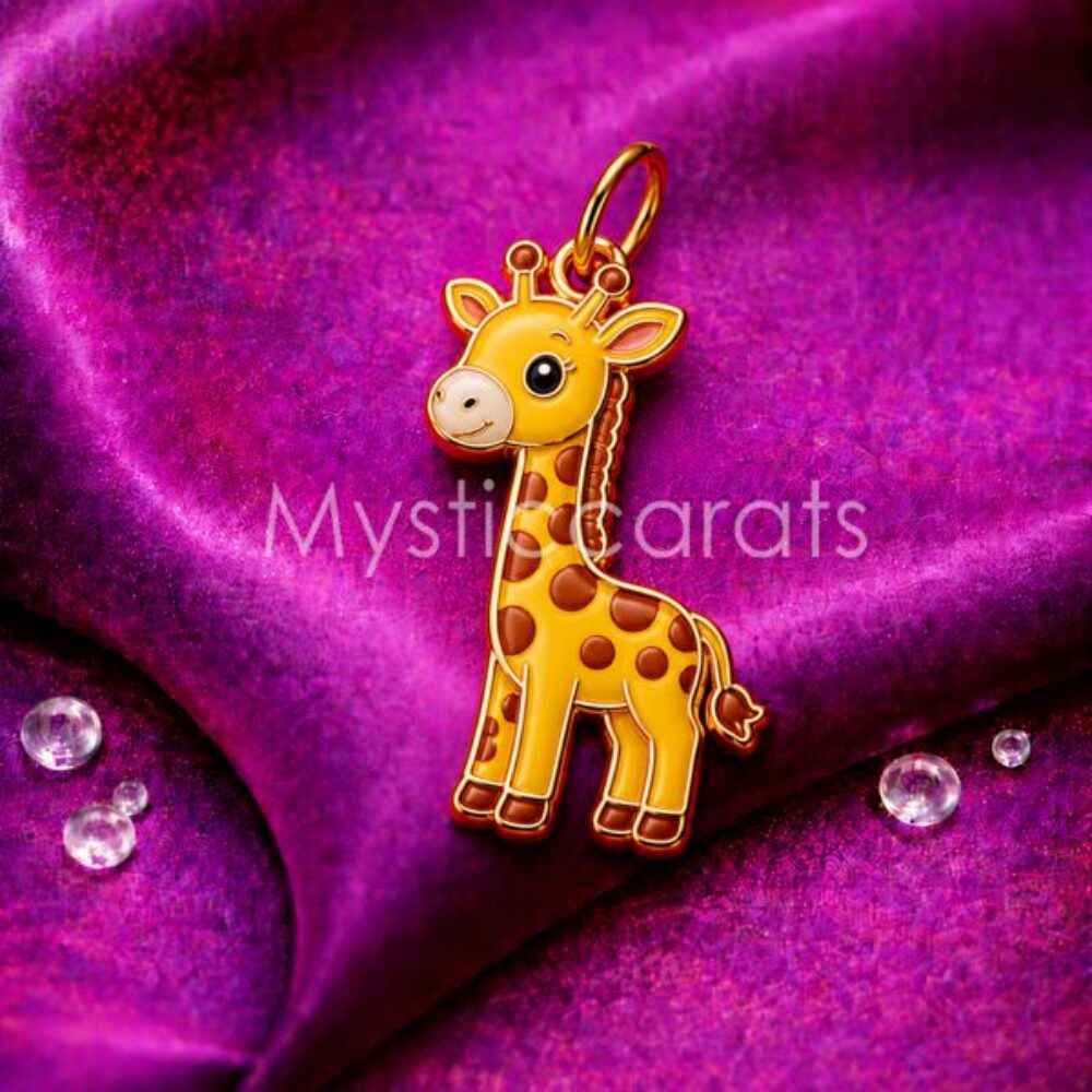 925 Sterling Silver Gold Plated Giraffe Pendant,