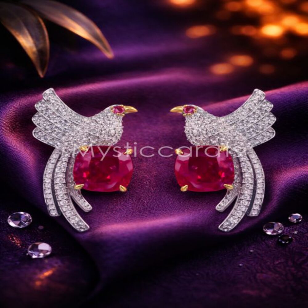 Ruby Phoenix Silver Stud Earrings