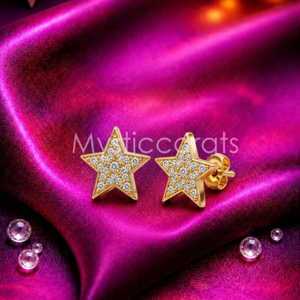 925 Sterling Silver Gold Plated Star Stud Earrings