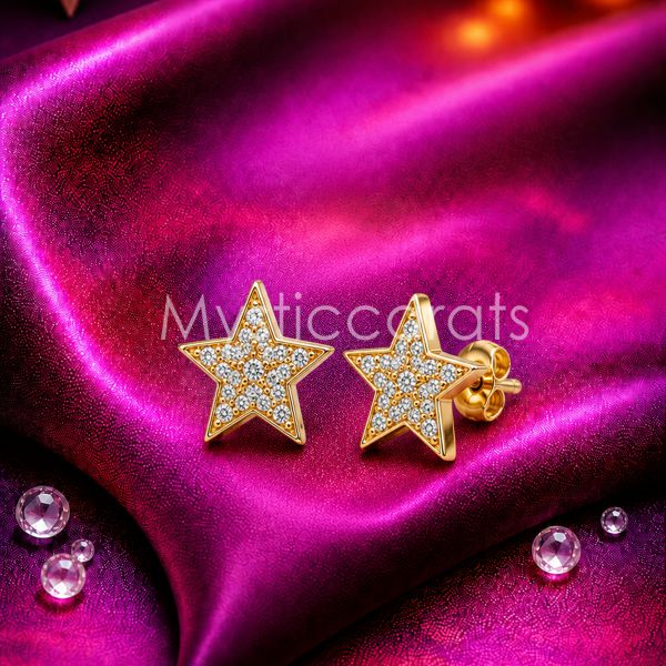 925 Sterling Silver Gold Plated Star Stud Earrings
