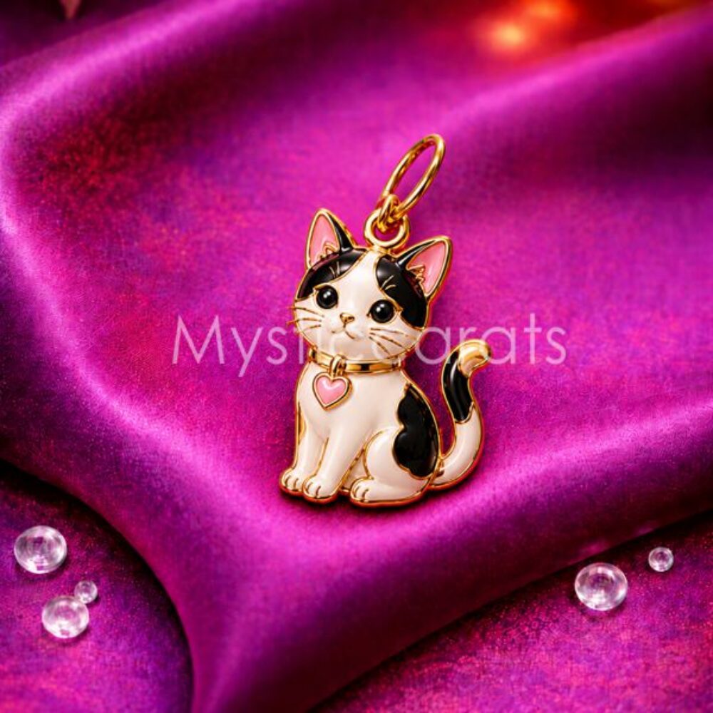 925 Sterling Silver Calico Cat Pendant