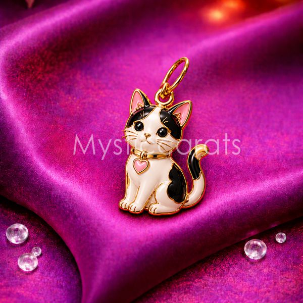 925 Sterling Silver Calico Cat Pendant