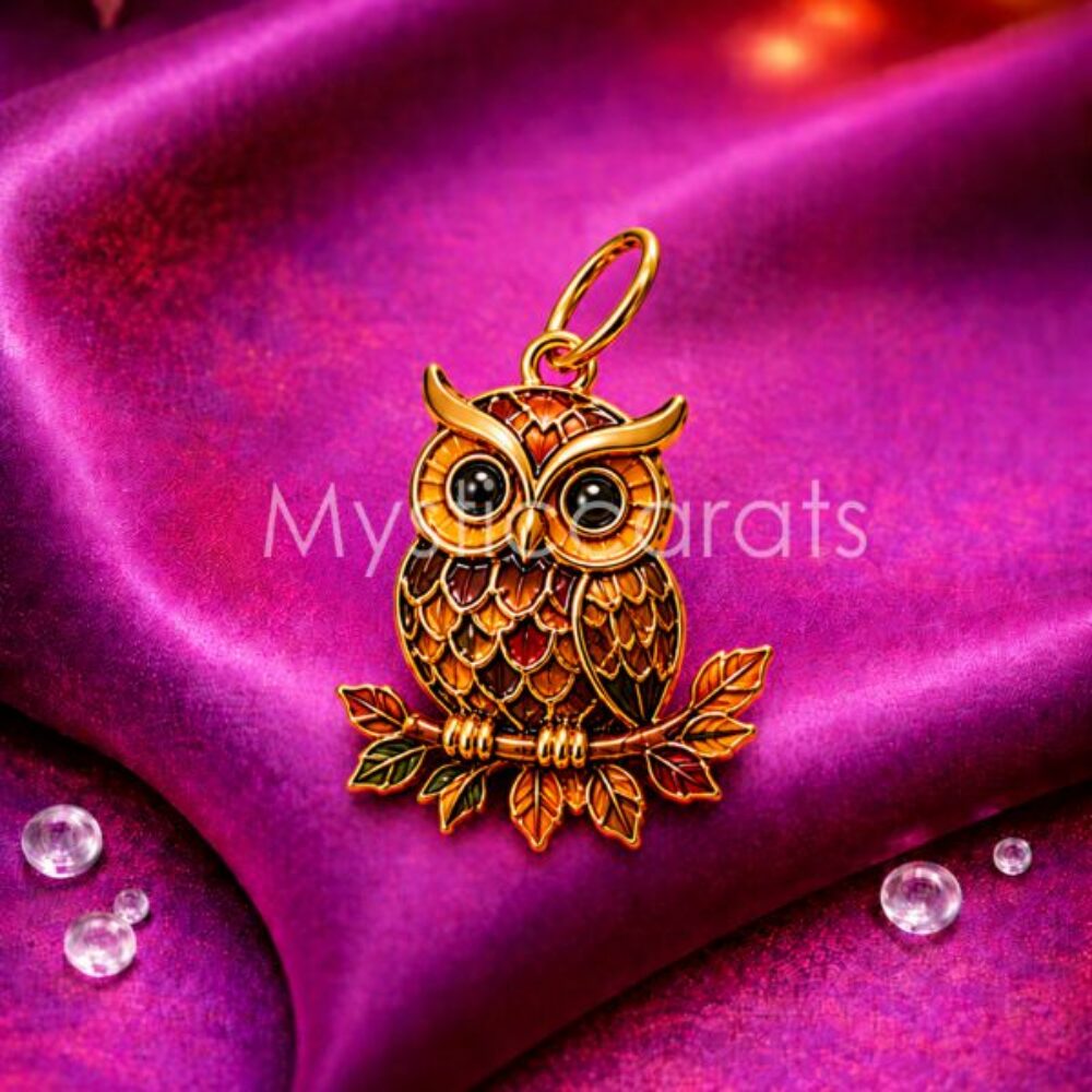Wise Owl on Branch Charm Pendant