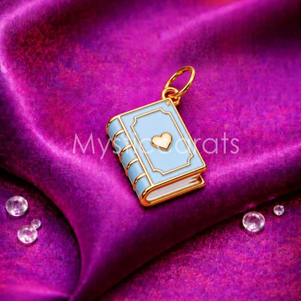 Blue Storybook Heart Charm Pendant