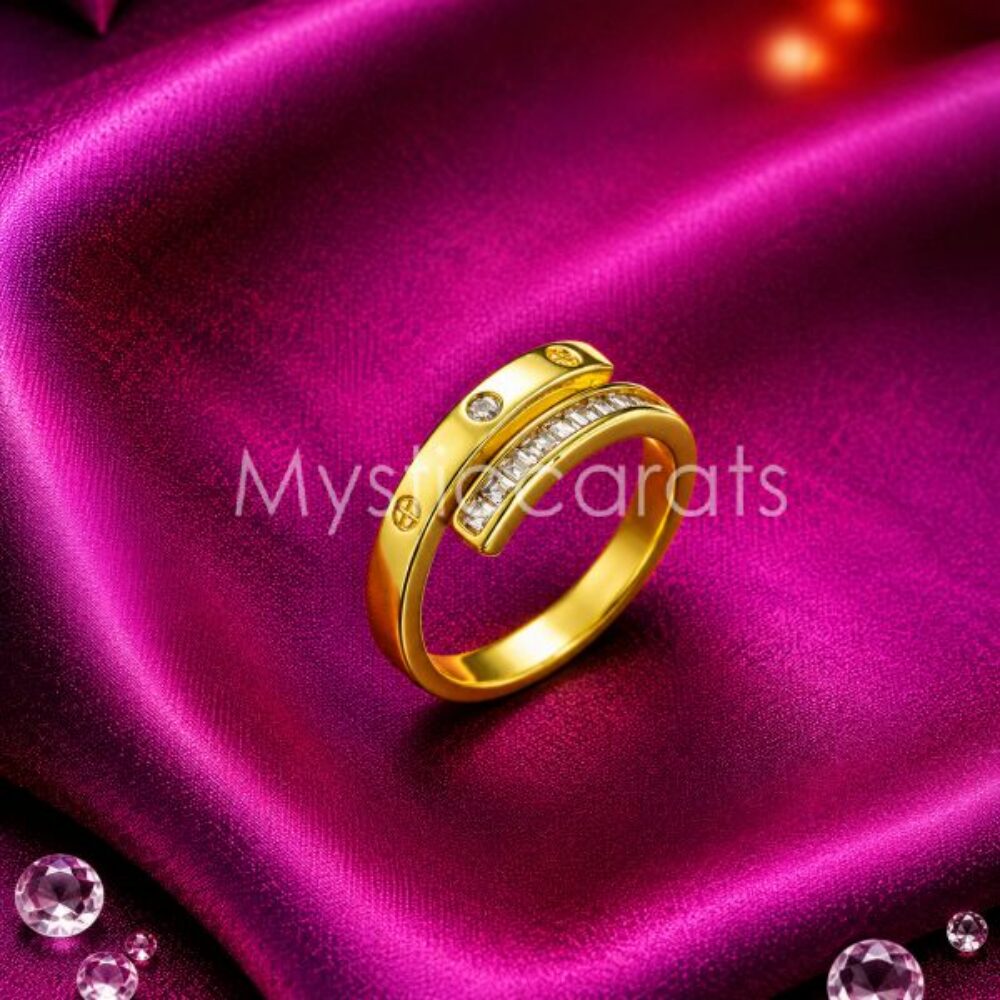 925 Sterling Silver Gold Band Ring with Accent