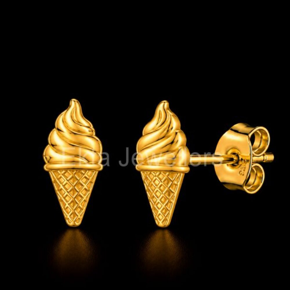 Soft Serve Ice Cream 925 Sterling Silver Stud Earrings
