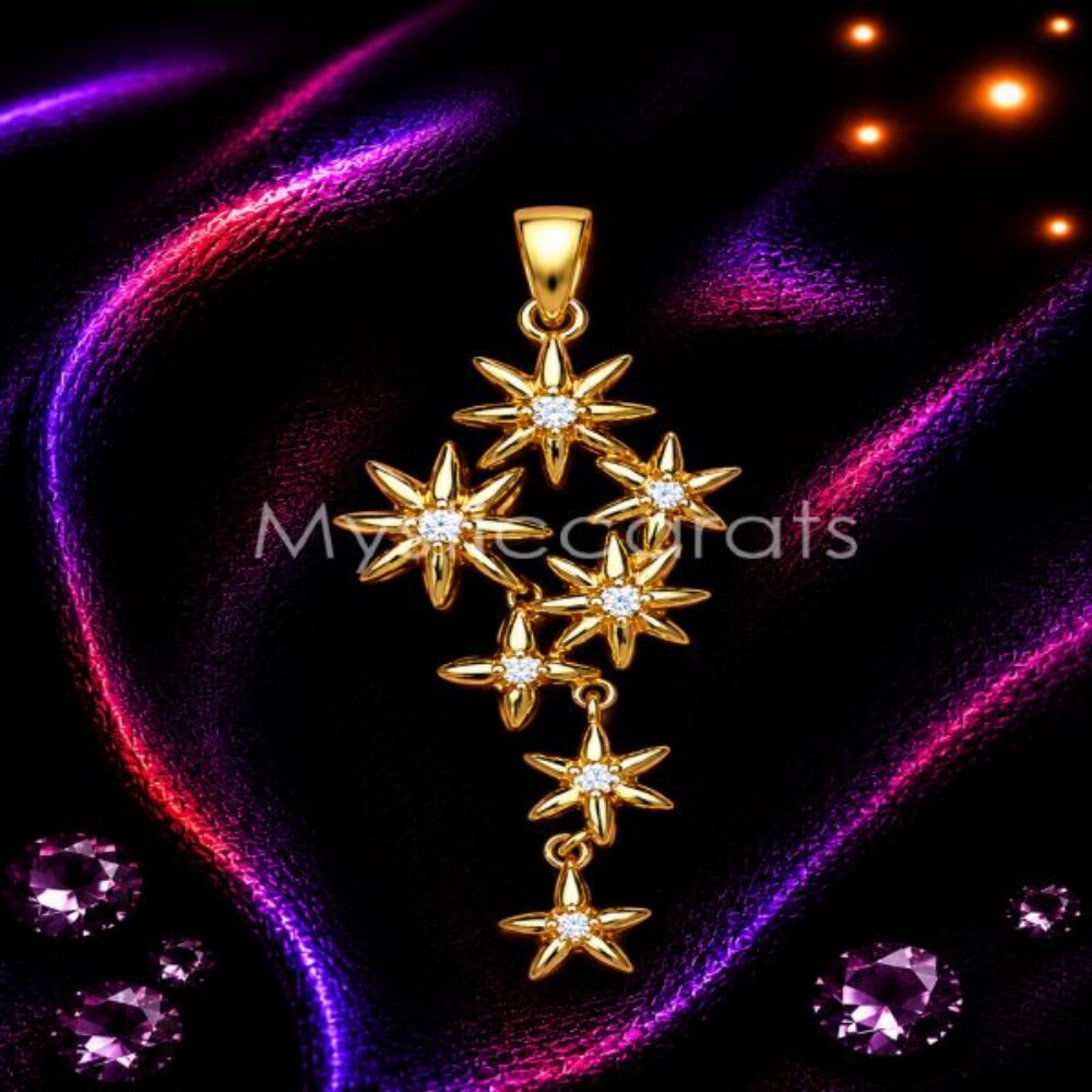 Gold Starburst Floral Pendant Necklace
