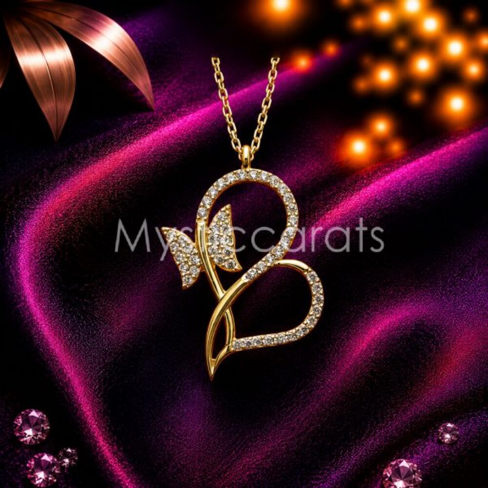 Abstract Heart Necklace, Gold Open Heart Pendant,