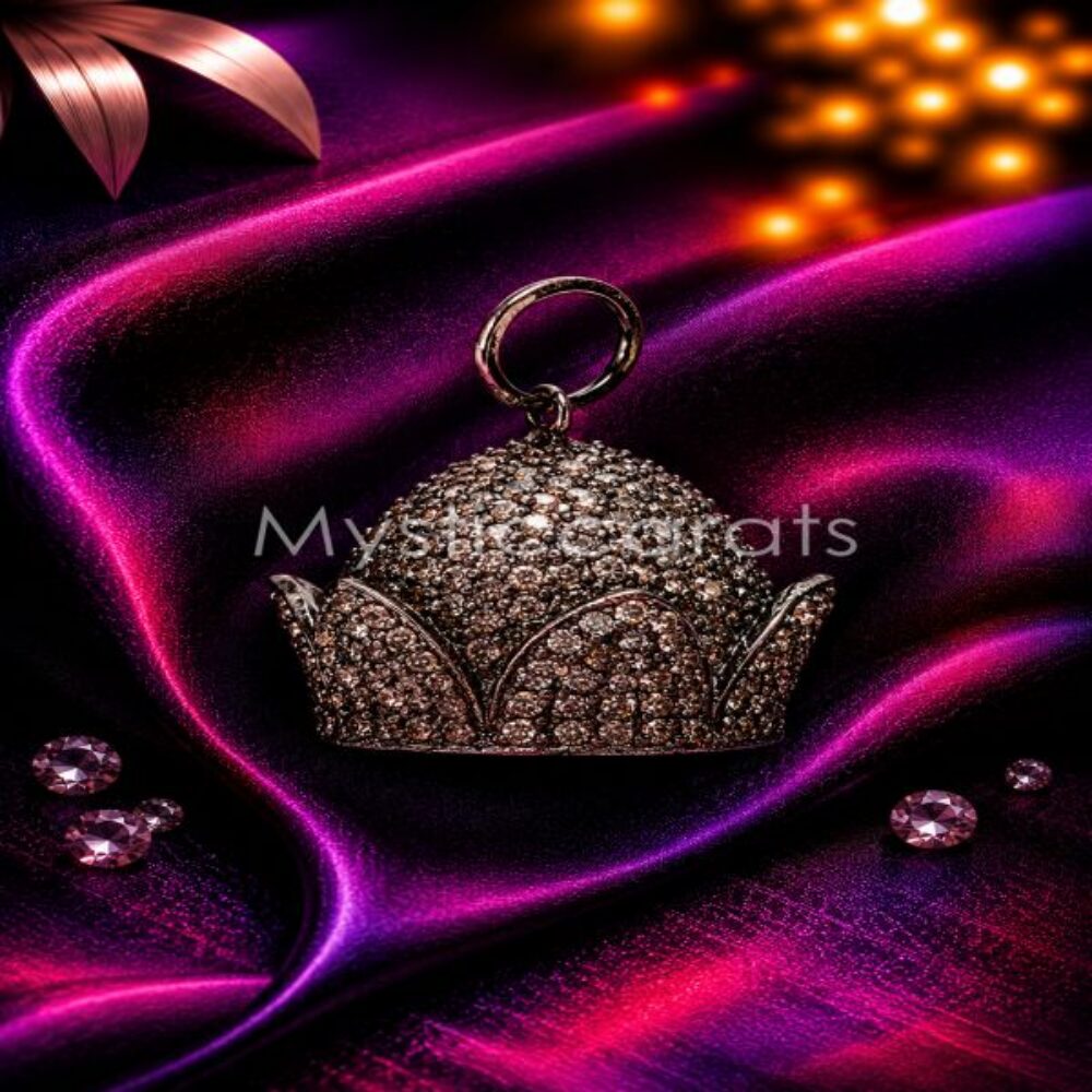 925 Sterling Silver Crown Pendant Necklace,