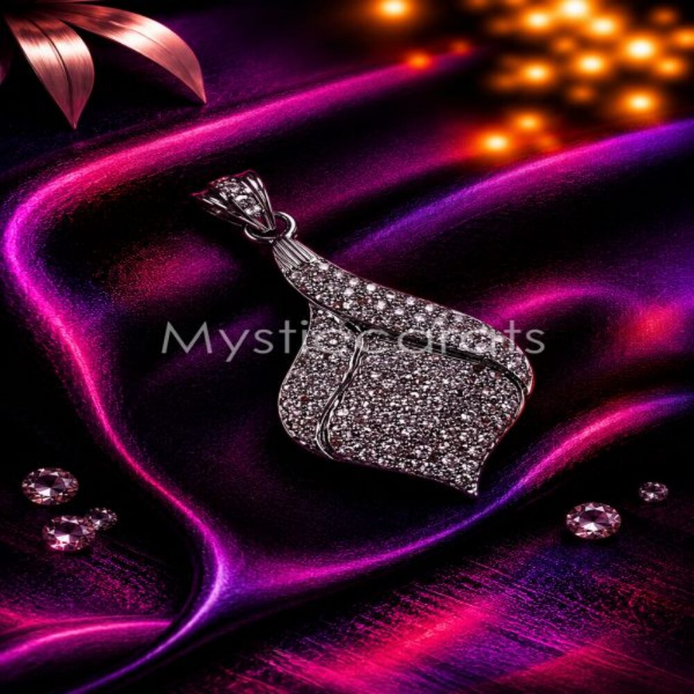 925 Sterling Silver Pave Teardrop Pendant Necklace