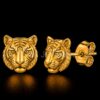 Tiger Face 925 Sterling Silver Stud Earrings