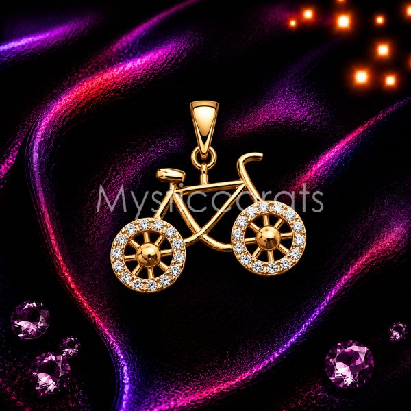 925 Sterling Silver Bicycle Pendant, Gold Vermeil Bike Necklace