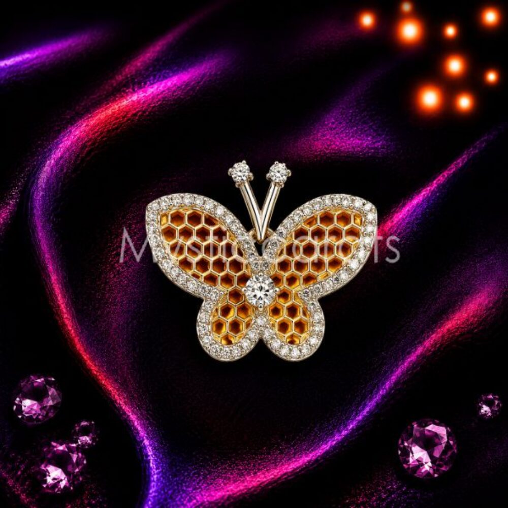 925 Sterling Silver Butterfly Pendant, Honey Amber Butterfly Charm