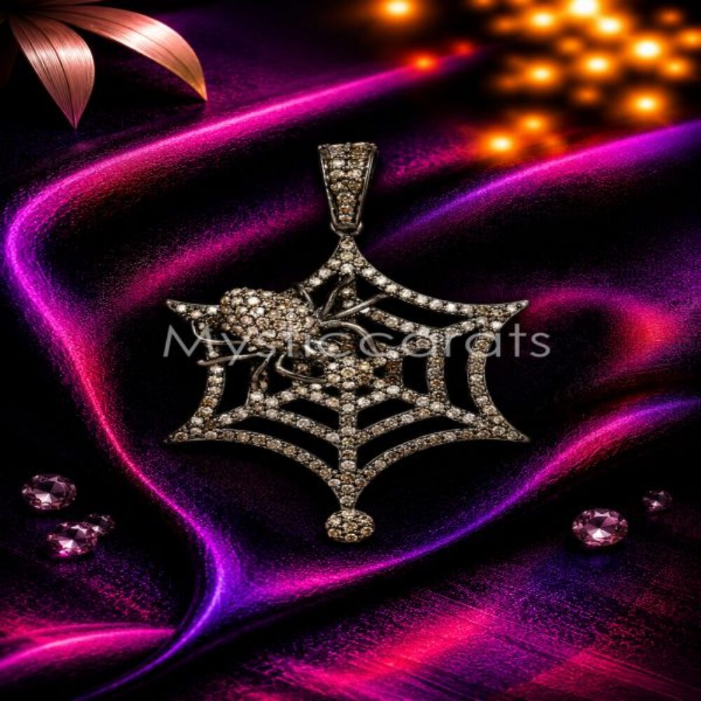 Spider Web Pendant Necklace, Gothic Spiderweb Jewelry
