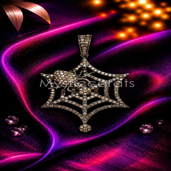 Spider Web Pendant Necklace, Gothic Spiderweb Jewelry