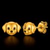 925 Sterling Silver Cute Golden Puppy Studs