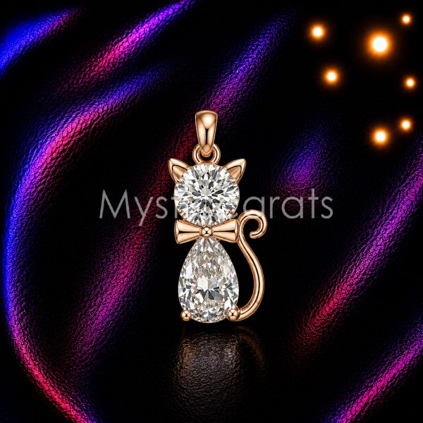 Cat Pendant with Pear Drop