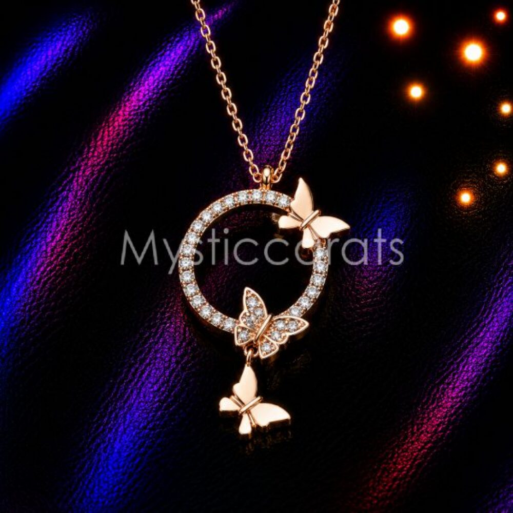 Butterfly Circle Pendant Necklace