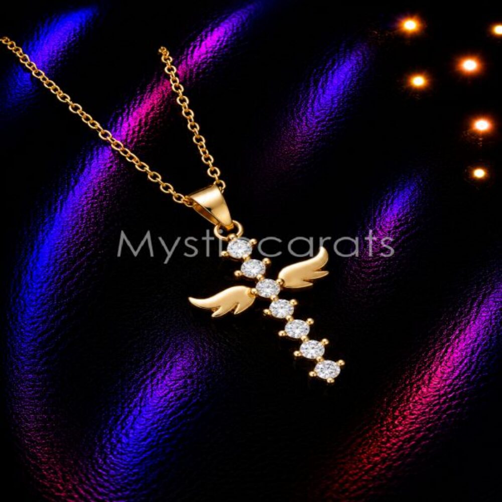 925 sterling silver Angel Cross Pendant Necklace