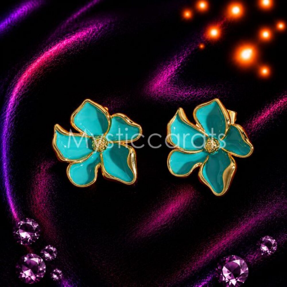 925 sterling silver Turquoise Flower Stud Earrings