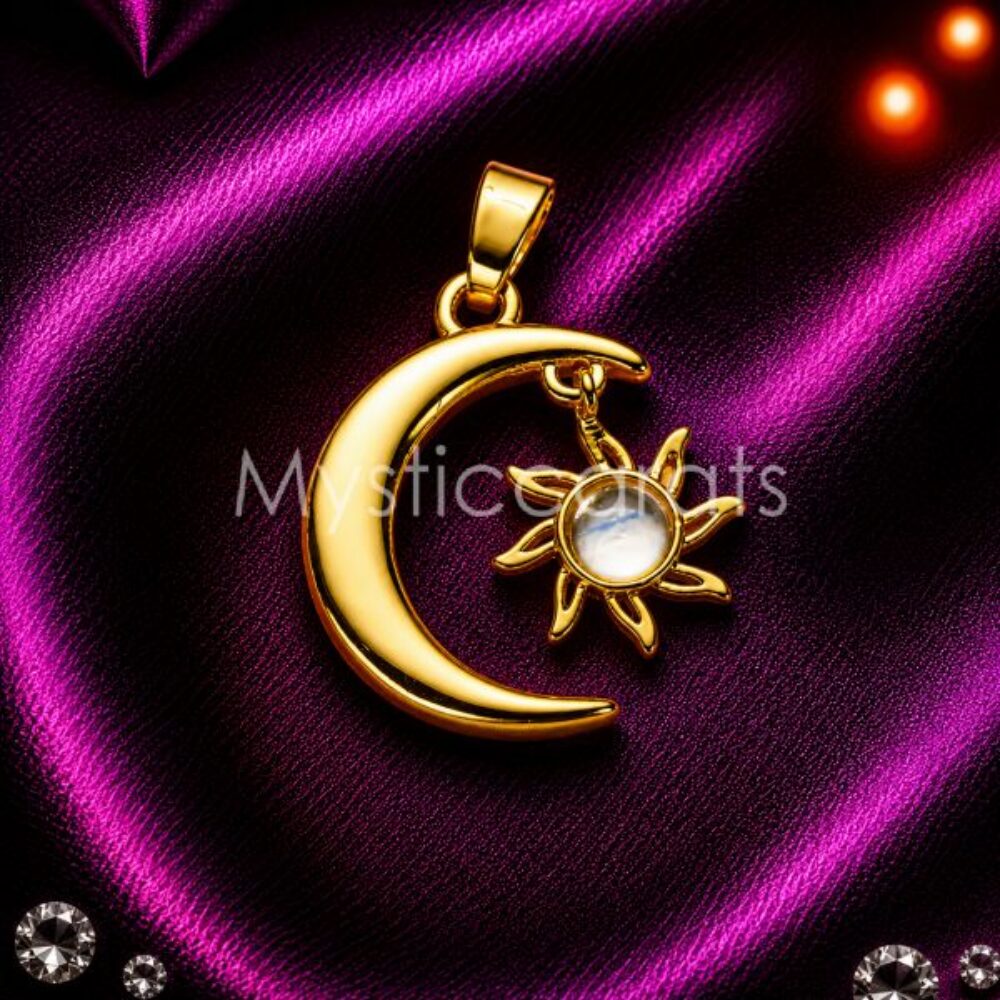 925 Sterling Silver Sun and Moon Pendant