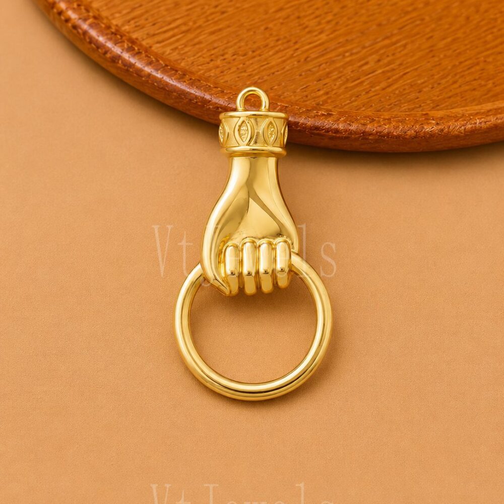 925 Sterling Silver Fist Charm Pendant, Gold Mano Figa Holder Connector