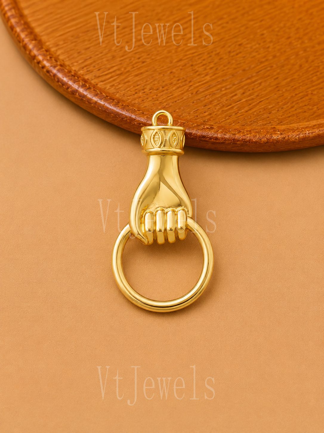 925 Sterling Silver Fist Charm Pendant, Gold Mano Figa Holder Connector