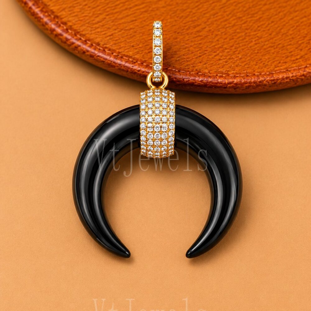 925 Sterling Silver Black Horn Pendant