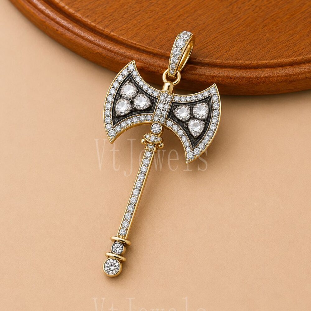 925 Sterling Silver Battle Axe Pendant