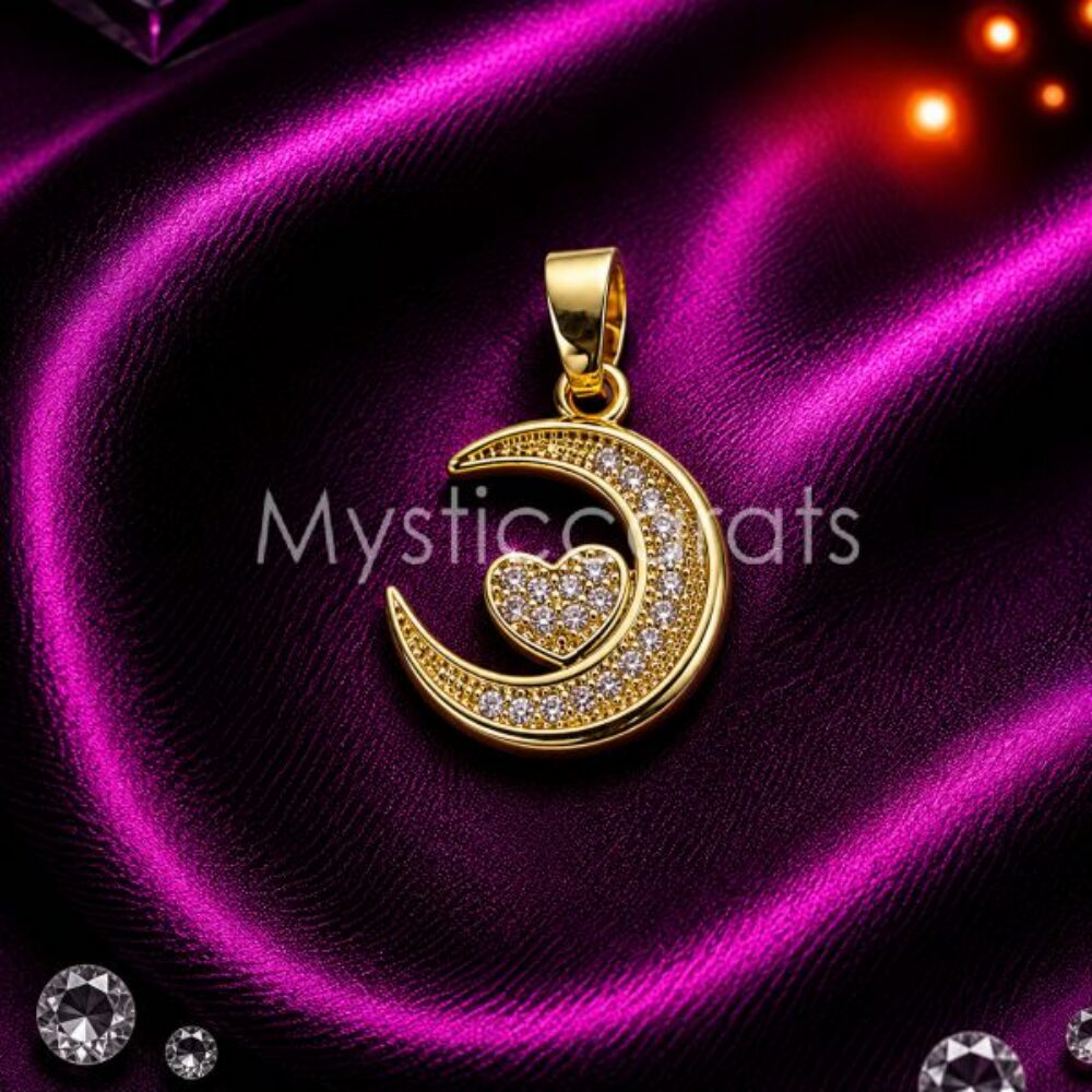 925 Sterling Silver Crescent Moon Heart Pendant