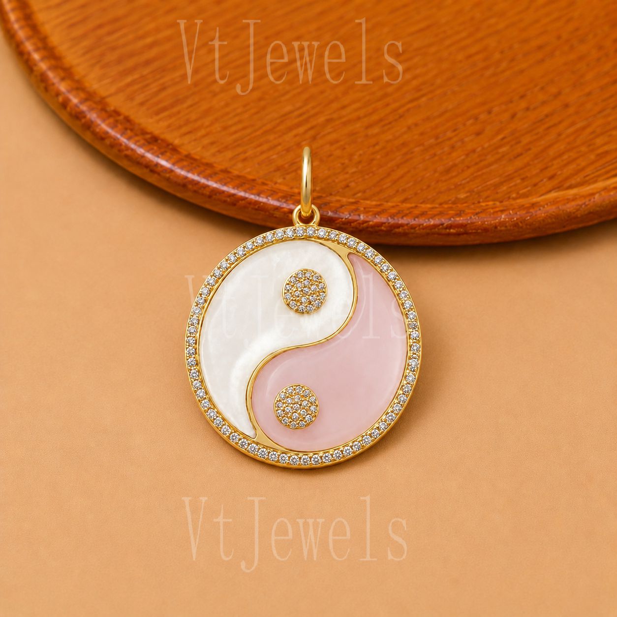 925 Sterling Silver Pink Yin Yang Pendant