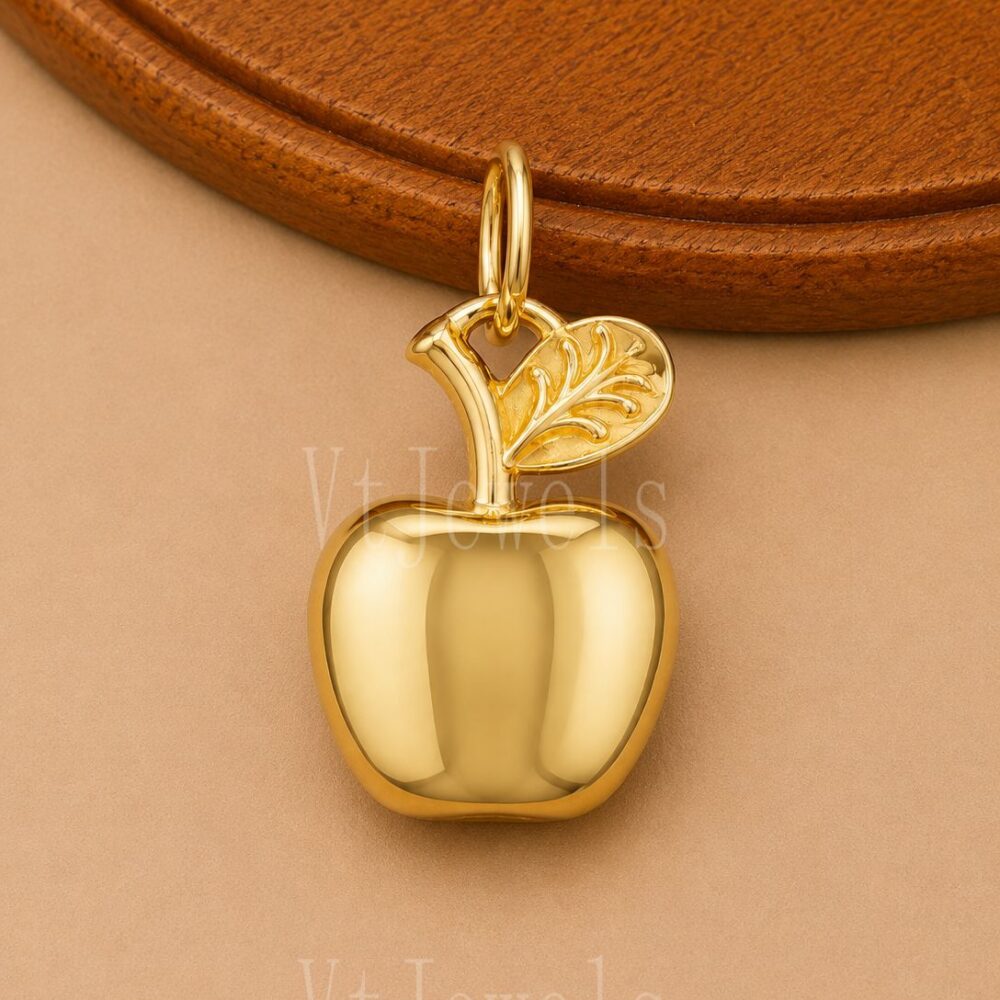 925 Sterling Silver Gold Apple Pendant