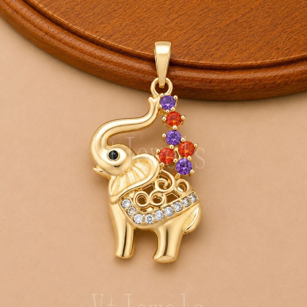 925 Sterling Silver Gold Elephant Pendant