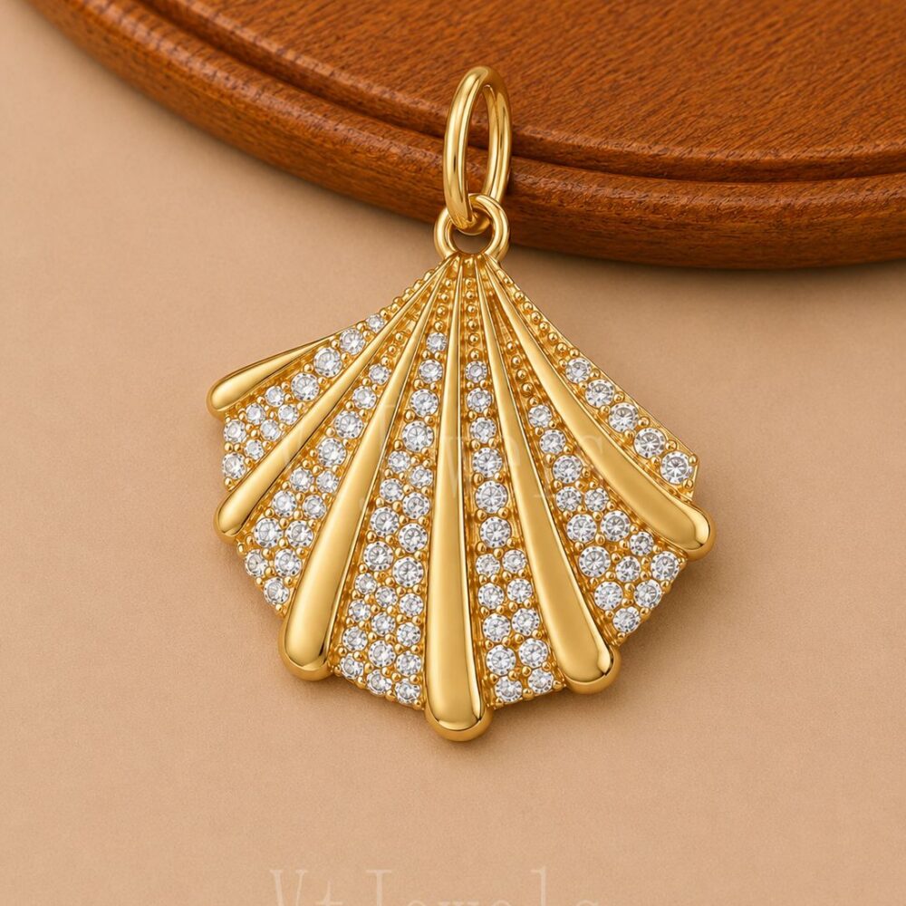 925 Sterling Silver Gold Seashell Pendant