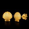 925 Sterling Silver Golden Seashell Studs